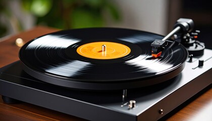 Close-up of a record player