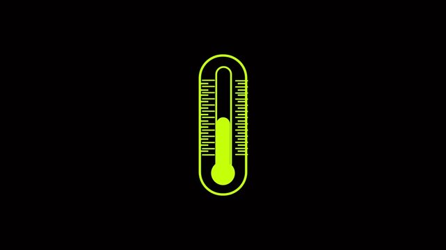 2D thermometer with temperature rising. Green screen animation