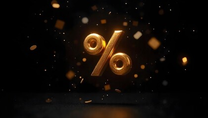 Golden percentage symbol on a dark background, showcasing sales for Black Friday and Small Business Saturday