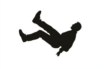 Man falling icon vector illustration isoleted on white background in black silhouette complex photo .
