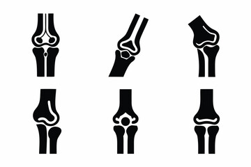 set of human knee joint icon and logo  silhouette vector illustration