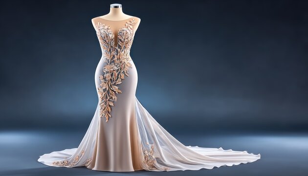 Elegant, flowing wedding gown