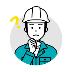 作業員の男性のアイコン（考える）