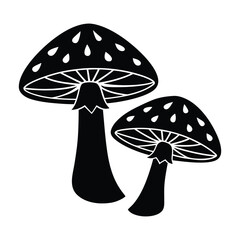 silhouette vector of mushroom pair on white background