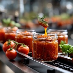 Food product being jarred