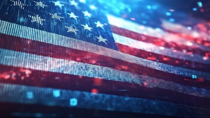 Digital US Flag with Patriotic Tech. - Powered by Adobe