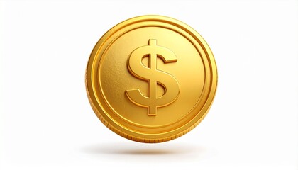 Golden coin with a dollar sign, a 3D illustration of a finance and investment symbol