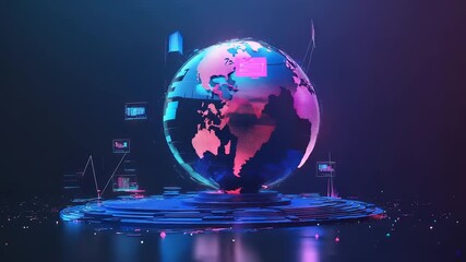 Geometric Digital Globe with Data and Internet Elements - Powered by Adobe