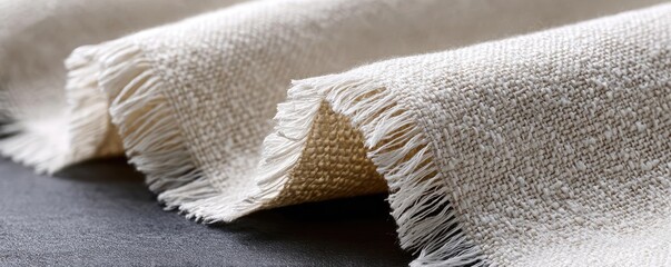 Frayed sleeve of loose hem concept. Close-up of soft, textured fabric on a dark background.