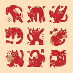 cat kitty star fish ball playing stock illustration pose cute