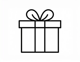 Gift Box Icon &ndash; Minimalist Outline Vector, White Background, No Shadows