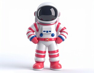 astronaut 3d rendering isolated on white background cartoon plastic style icon