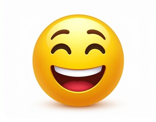 emoticon laugh smile icon 3d rendering isolated on white background cartoon plastic style icon