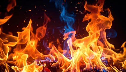 Fiery flames in vibrant color