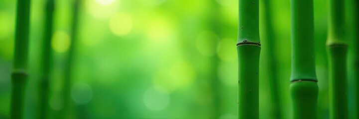 Fototapeta premium Close-up of slender bamboo culms, bokeh effect, stock, spring