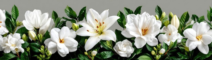 Lily gardenia by flower crown concept. Beautiful white flowers arranged elegantly for decoration.