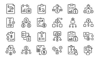 Bundle Icon Of Financial Budget Planning 