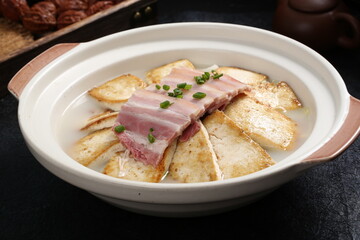 Chinese cuisine, Cantonese cuisine, salted meat and fried tofu