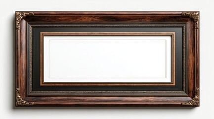 Ornate rectangular wooden frame with a matte white interior