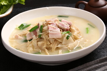 Chinese cuisine, Cantonese cuisine, salted meat, crispy bamboo shoots