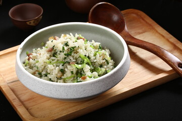 Chinese cuisine, Cantonese cuisine, salted meat, vegetable rice