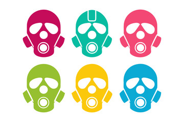 set of Gas Mask icon  silhouette vector illustration