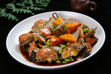 Chinese cuisine, Cantonese cuisine, salted meat, steamed hairy crab