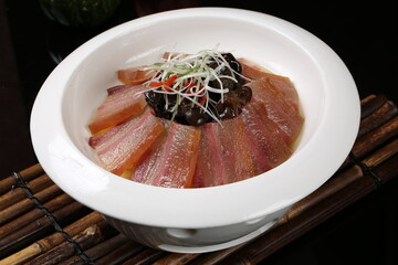 Chinese cuisine, Cantonese cuisine, salted meat steamed with dried bamboo shoots