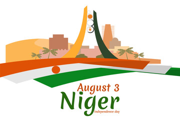 August 3, Independence day of Niger vector illustration. Suitable for greeting card, poster and banner. 