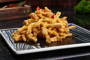Chinese cuisine, Cantonese cuisine, salted egg yolk tea tree mushroom