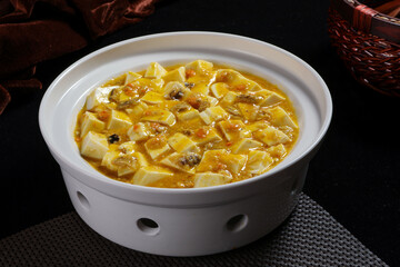 Chinese cuisine, Cantonese cuisine, salted egg yolk tofu