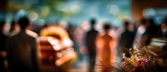 Mourning procession, blurred figures