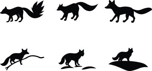 Arctic Fox Trail Vector Illustration on White Background