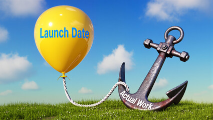Exciting launch date celebration with balloon and anchor in sunny park
