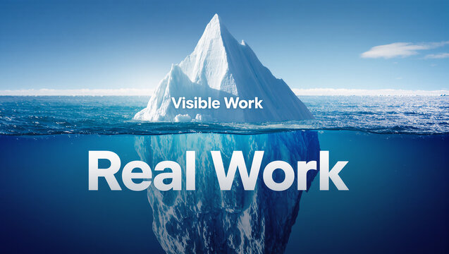 Iceberg symbolizing visible and real work beneath the surface