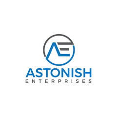 Modern Abstract AE Logo Design: Blue, Gray, and White Corporate Branding