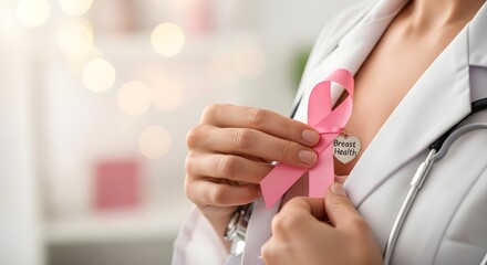 National Dense Breast Day Pink Ribbon Awareness and Self-Care Close-Up
