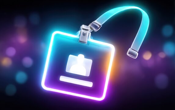 Neon ID badge in the dark