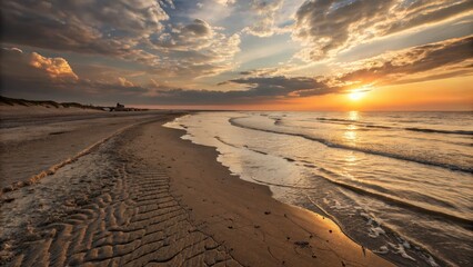 Tranquil Beach Sunset with Golden Light