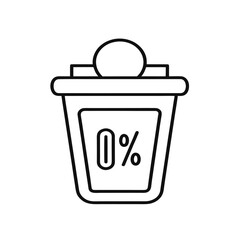 Zero Waste Icon with Trash Bin and 0% Symbol