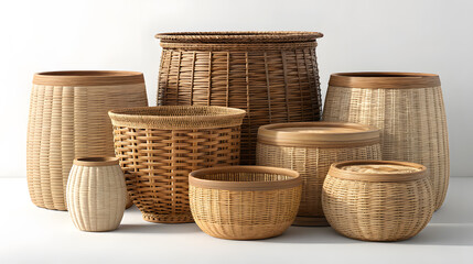 Assorted Woven Baskets in Earth Tones wicker baskets