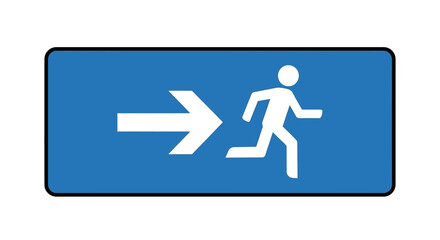 Emergency Exit Right Sign – Blue Safety Vector