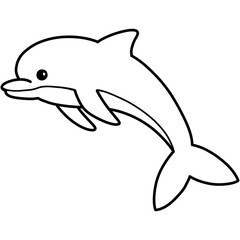 Fototapeta premium Hand drawn dolphin cartoon illustration outline 