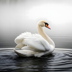 Obraz premium Elegant Bird in Still Water during Golden Hour