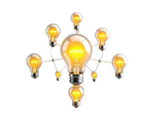 Glowing Light Bulbs Arranged To Symbolize Idea Generation On A Transparent Background Isolated