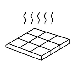 Modern icon representing a heated floor with subtle wavy lines indicating warmth emanating from tiles