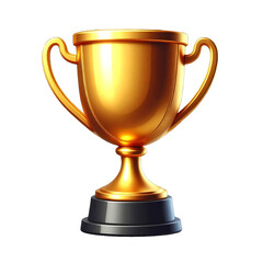 Golden Trophy Cup With Handles on Black Base Isolated Transparent Background