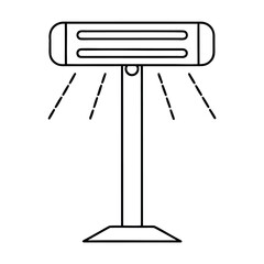 Modern infrared heater icon with radiating heat waves above a standing appliance