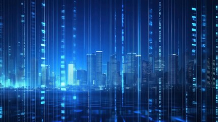 Cityscape with Digital Data Streams