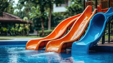 Bright Water Slide Close Up in Soft Morning Light